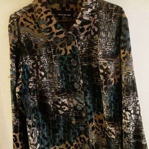 BRIGGS NEW YORK Button Up Blazer Leopard Print